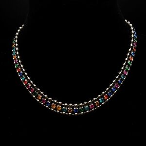 De Luxe NYC/A'DAM multi colour rhinestone choker necklace